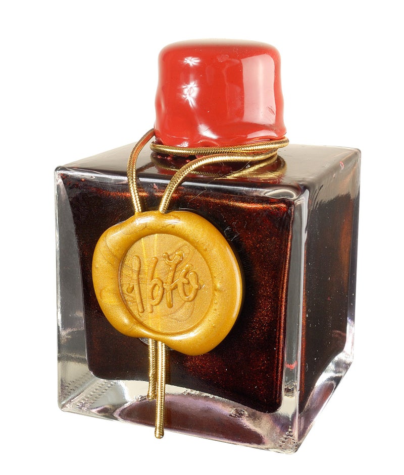 HERBIN J. Herbin 1670 Anniversary Inks - Gold Sheen 50 ml Bottled - Rouge Hematite (Dark Red Ink) - Image 1